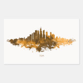 Chicago Skyline Watercolor Orange Cityscape Art 長方形シール (正面)