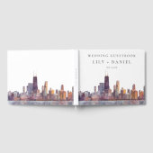 Chicago Skyline Watercolor Wedding ゲストブック (全面)