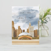 Chicago Skyline Wedding Invitation 招待状 (スタンド正面)