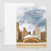 Chicago Skyline Wedding Invitation 招待状 (正面/裏面)