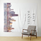 Chicago Skyline Wedding Photo Backdrop タペストリー (インサイチュ(横))