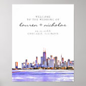Chicago Skyline Wedding Welcome Sign ポスター (正面)