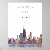 Chicago Skyline Wedding Welcome Sign