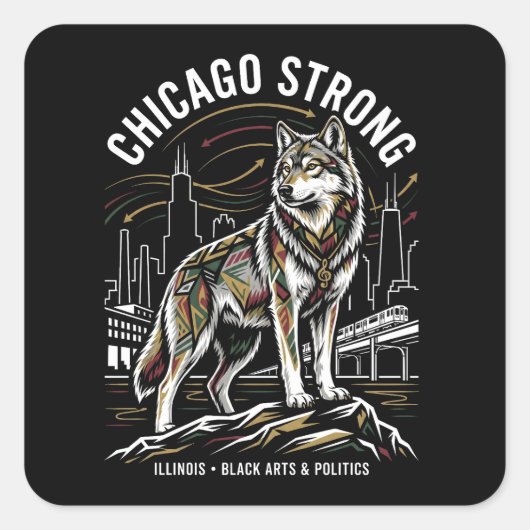 Chicago Strong Grey Wolf Great Migration Heritage スクエアシール (正面)
