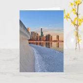 Chicago sunrise over Lake Michigan カード (黄色い花)