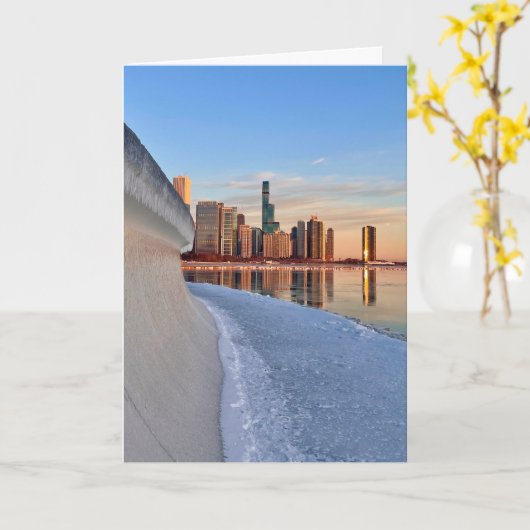 Chicago sunrise over Lake Michigan カード (黄色い花)