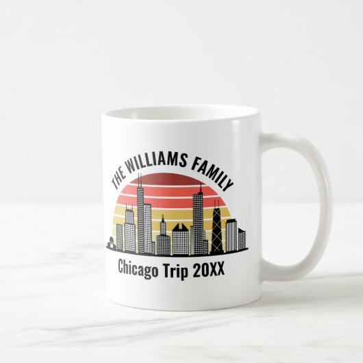 Chicago Sunset Custom Family Trip Keepsake コーヒーマグカップ (右)
