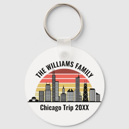 Chicago Sunset Customized Family Trip キーホルダー (裏面)