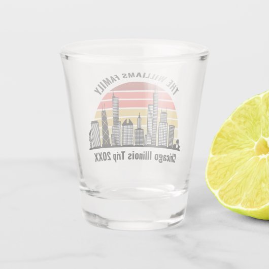 Chicago Sunset Customized Family Trip ショットグラス (裏面)