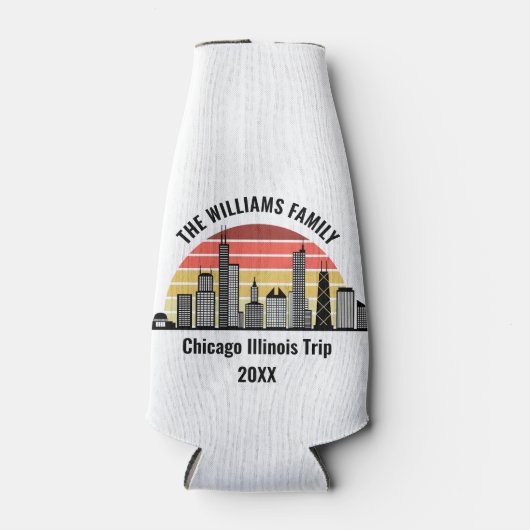 Chicago Sunset Customized Family Trip ボトルクーラー (正面)