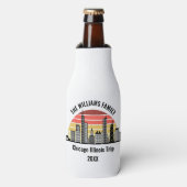 Chicago Sunset Customized Family Trip ボトルクーラー (ボトル正面)