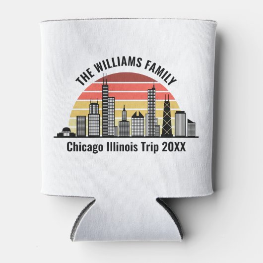 Chicago Sunset Customized Family Trip 缶クーラー (正面)