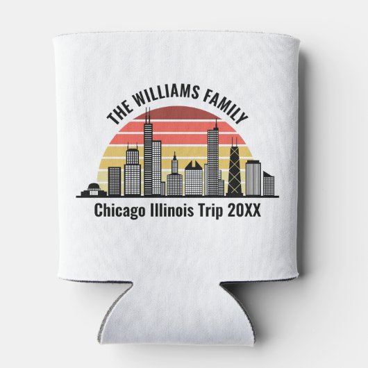 Chicago Sunset Customized Family Trip 缶クーラー (裏面)