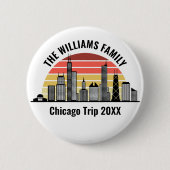 Chicago Sunset Customized Family Trip 缶バッジ (正面)
