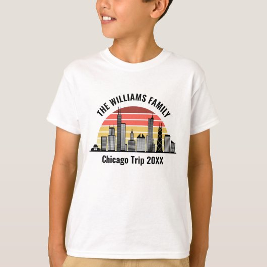 Chicago Sunset Customized Family Trip Kids Tシャツ (正面)