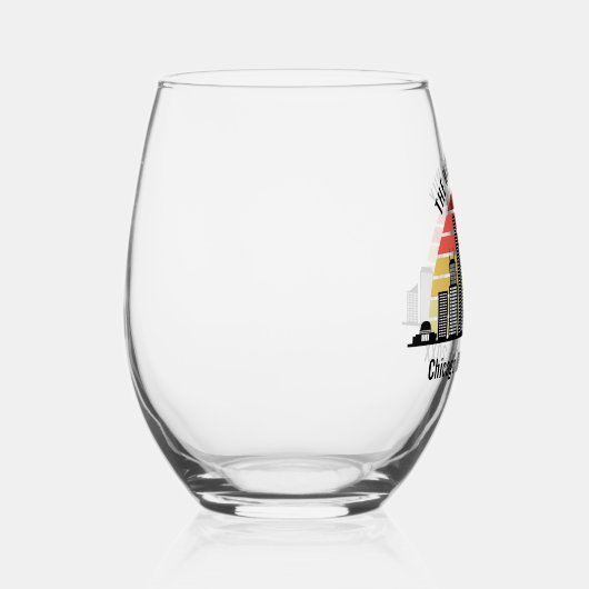Chicago Sunset Customized Trip Souvenir ステムなしワイングラス (右)