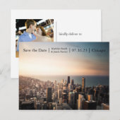 Chicago Sunset Photo - Save the Date Post Card 案内ポストカード (正面/裏面)