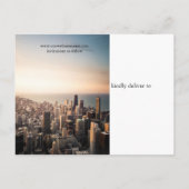 Chicago Sunset Photo - Save the Date Post Card 案内ポストカード (裏面)