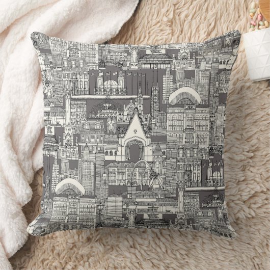 Chicago toile black robust grey クッション (ブランケット)