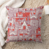 Chicago toile claret lava red クッション (ブランケット)