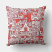 Chicago toile claret lava red クッション (裏面)