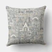 Chicago toile dark gray classic beige クッション (裏面)