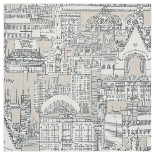 Chicago toile dark gray classic beige ファブリック (見本)