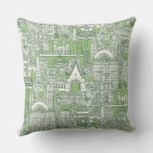 Chicago toile sea kelp sage green クッション (裏面)