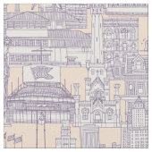 Chicago toile violet peach jelly ファブリック (クローズアップ)