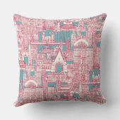 Chicago toile viva magenta turquoise クッション (裏面)