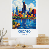 Chicago Travel Poster, Illinois City Art ポスター (キッチン)