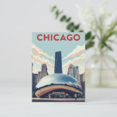 Chicago Travel Poster: The Bean and Willis Tower S ポストカード (スタンド正面)