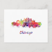 Chicago V2 skyline in watercolor ポストカード (正面)