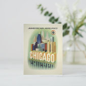 Chicago Vintage Reiseplakat ポストカード (スタンド正面)