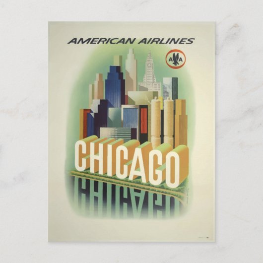Chicago Vintage Reiseplakat ポストカード (正面)
