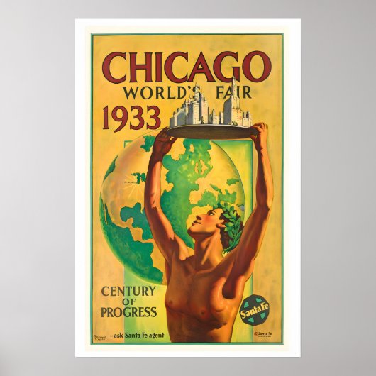 Chicago World's Fair 1933 Century of Progress ポスター (正面)