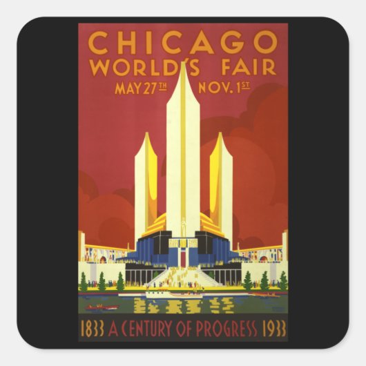 Chicago world's fair retro vintage poster スクエアシール (正面)