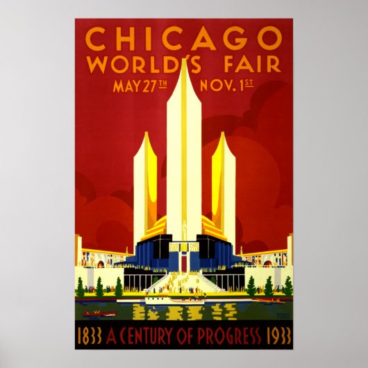 Chicago World's Fair Vintage Travel ポスター (正面)