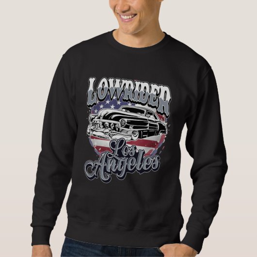 Chicano Low Rider Car American Flag Los Angeles Lo スウェットシャツ (正面)