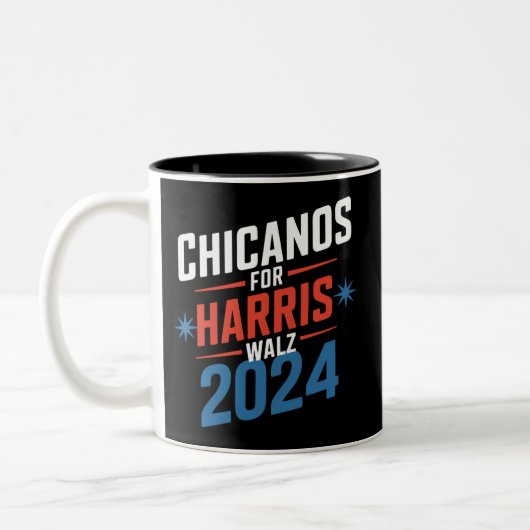 Chicanos for Harris Walz 2024 大統領 ツートーンマグカップ (左)