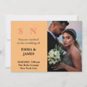 ChicDusty Blue ミニマル Two Photo結婚's 招待状 (正面)