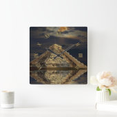 Chichen Itzaの寺院の有名な場所- Mayans スクエア壁時計 (ホーム)