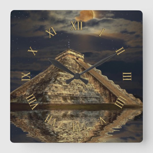 Chichen Itzaの寺院の有名な場所- Mayans スクエア壁時計 (正面)