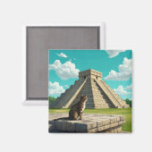 Chichen Itza Mexico旅行で猫 マグネット (正面/裏面)