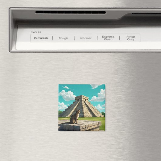 Chichen Itza Mexico旅行で猫 マグネット (インサイチュ (食洗機))