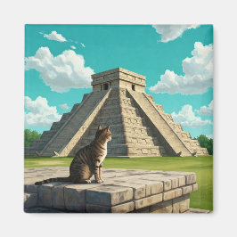 Chichen Itza Mexico旅行で猫 マグネット