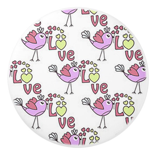 Chick-a-Dee Love Ceramic Door Knob セラミックノブ (正面)