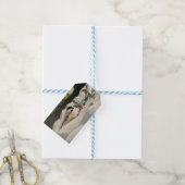 Chick-a-Dee with Mistletoe Folded Card (Blank) ギフトタグ (より糸つき)