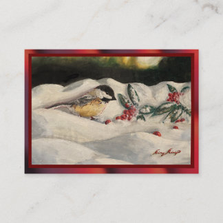 Chick-a-Dee with Mistletoe Postard Style (Blank) アドバイスカード