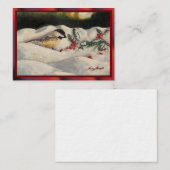 Chick-a-Dee with Mistletoe Postard Style (Blank) アドバイスカード (正面/裏面)